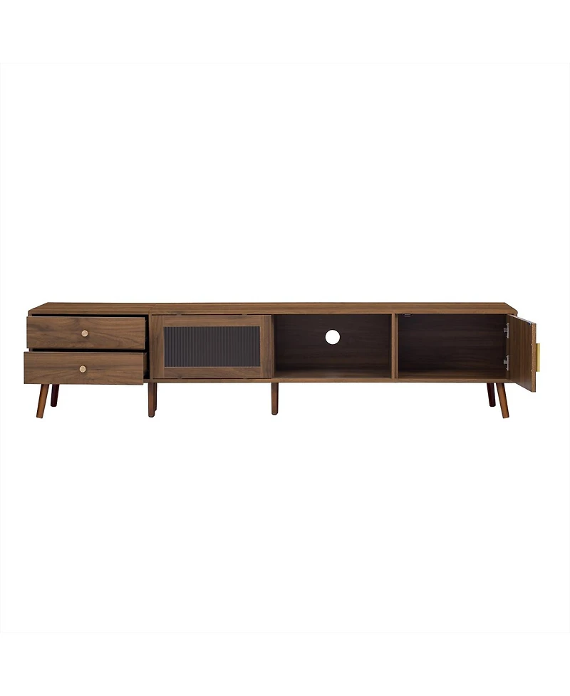 Streamdale Furniture 76" Modern Minimal Glass-Door Tv Stand for TVs up to 85