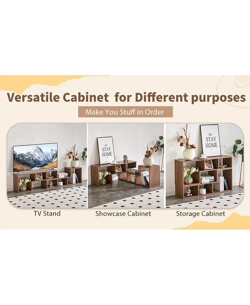 Streamdale Furniture 2-Piece Modular Cube Tv Stand and Media Console 55.1'' x 11.8'' x 17.1