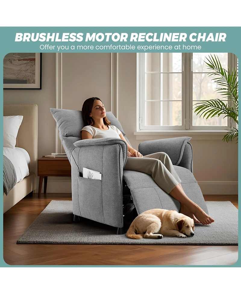 homfan Modern Fabric Electric Recliner with Massage and Heat, Adjustable Remote Control Single Armchair for Home Theater, Living Room and Office
