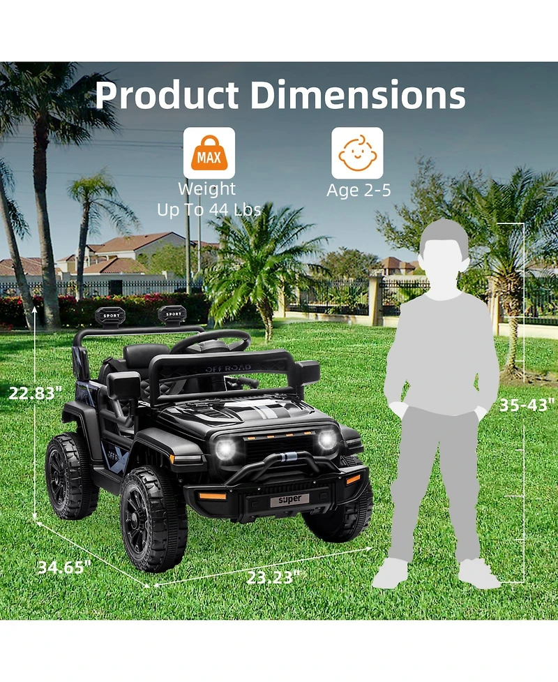 homfan 12V Ride On Truck with Remote Control and Led Headlights, Ages 3-5