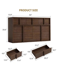 homfan 54 Inch Tv Stand with 7 Drawers, Wood Media Console with Elegant Pulls, Modern Entertainment Center for Living Room, Bedroom