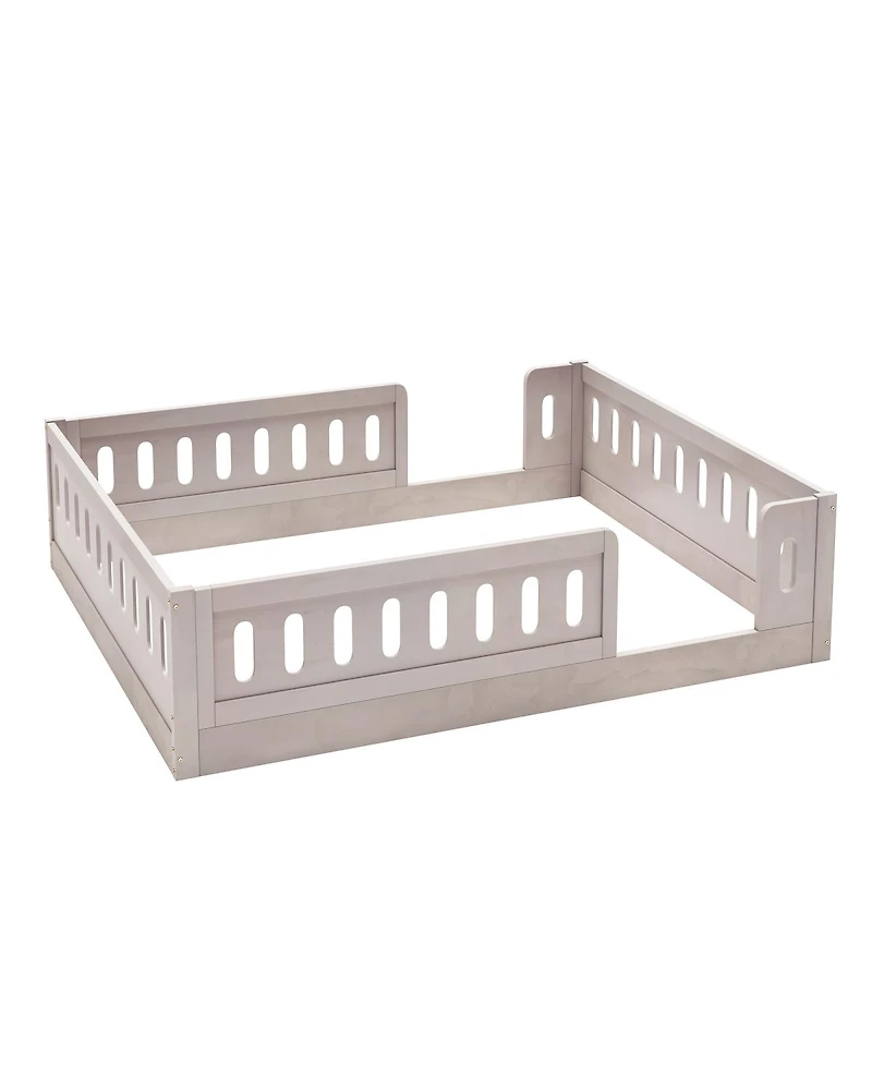 Streamdale Furniture Wood Platform Bed with Guardrail