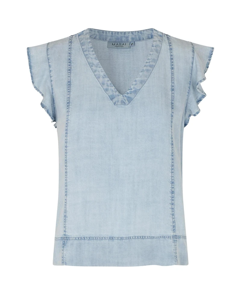 Masai Copenhagen Women's Madalali Denim V-Neck Blouse