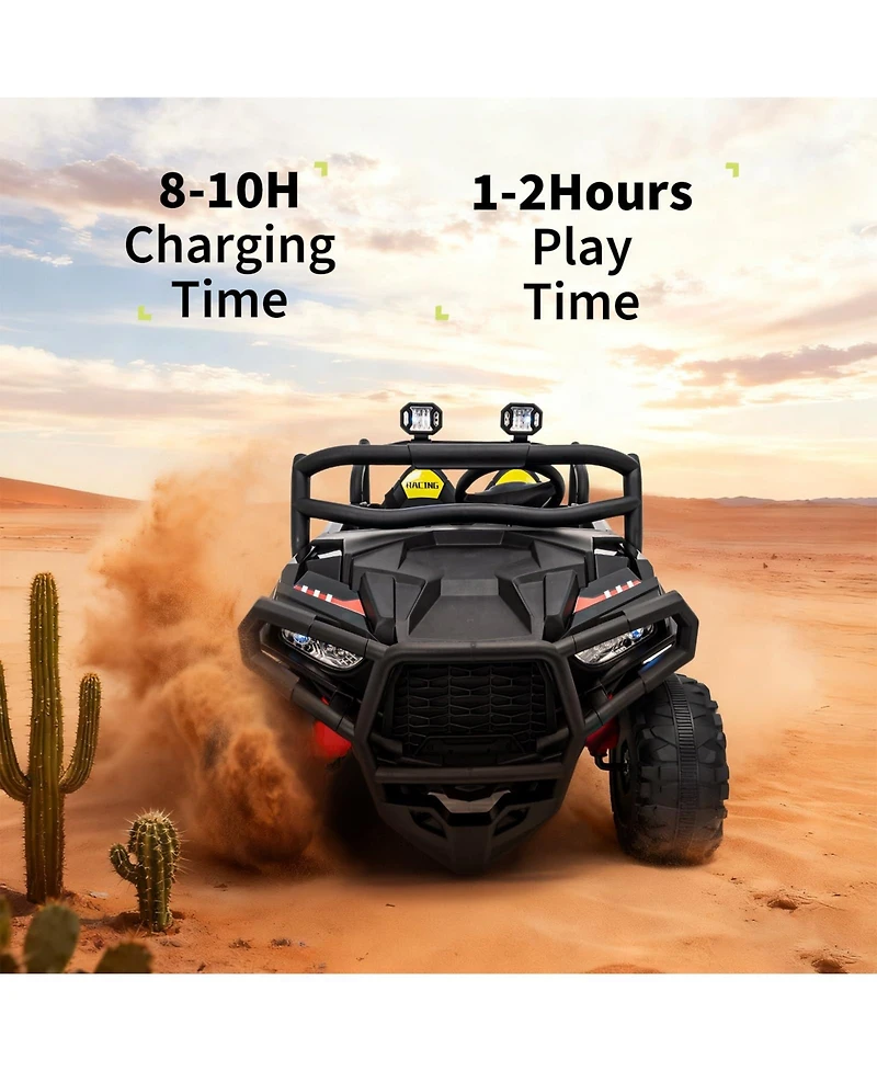 homfan 2-Seater Electric Utv Ride-On Truck with Remote Control, Led Lights & 4-Wheel Suspension, 120 lb Capacity, Ages 2+