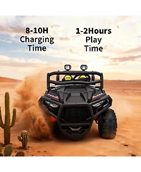homfan 2-Seater Electric Utv Ride-On Truck with Remote Control, Led Lights & 4-Wheel Suspension, 120 lb Capacity, Ages 2+