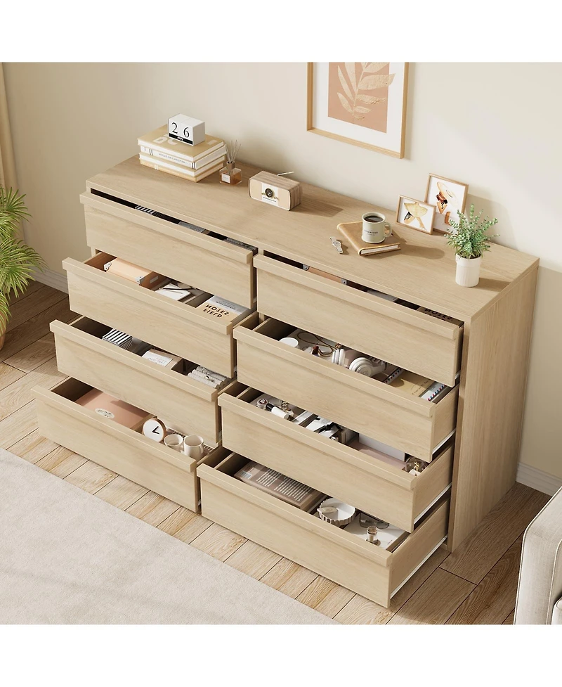 homfan Large 8 Drawer Dresser for Bedroom, Modern Wooden Chest, Spacious Organizer for Living Room, Nursery, Entryway, Hallway, Closet