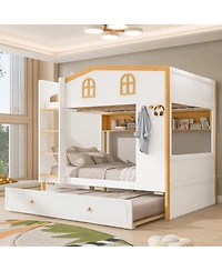Streamdale Furniture Full over Full House Bunk Bed with Storage Shelves and Trundle