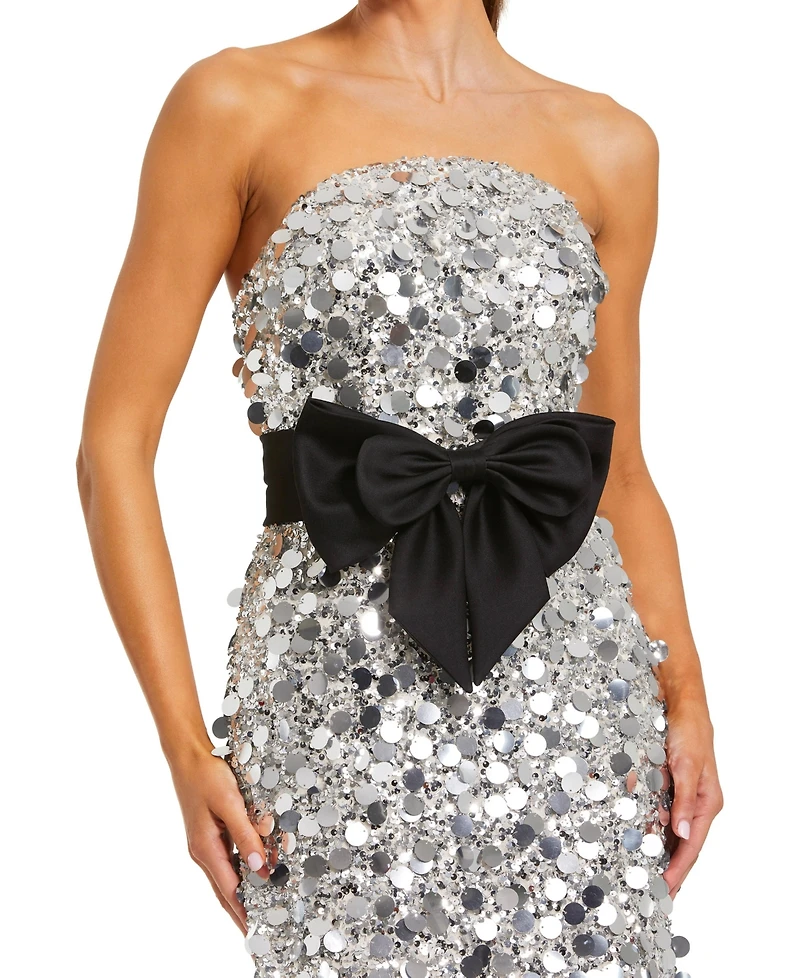 Mac Duggal Women's Strapless Paillete Column Midi Dress With Bow