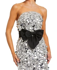 Mac Duggal Women's Strapless Paillete Column Midi Dress With Bow