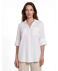 Masai Copenhagen Women's Mairara Seersucker Button-Front 3/4-Sleeve Shirt