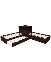 Streamdale Furniture L-Shaped Twin Platform Bed with Storage, Desk, Trundle