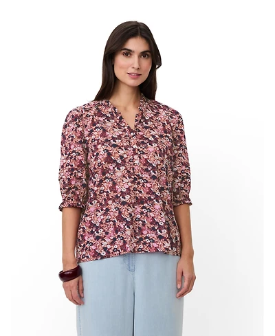 Masai Copenhagen Women's Mabrenitha Floral Mandarin Collar Blouse