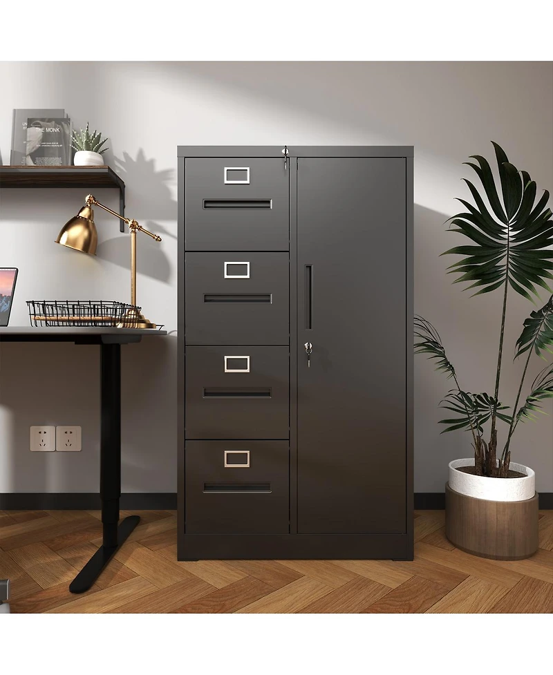 Streamdale Furniture 4-Drawer Metal Filing Cabinet with Storage Locker