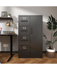 Streamdale Furniture 4-Drawer Metal Filing Cabinet with Storage Locker