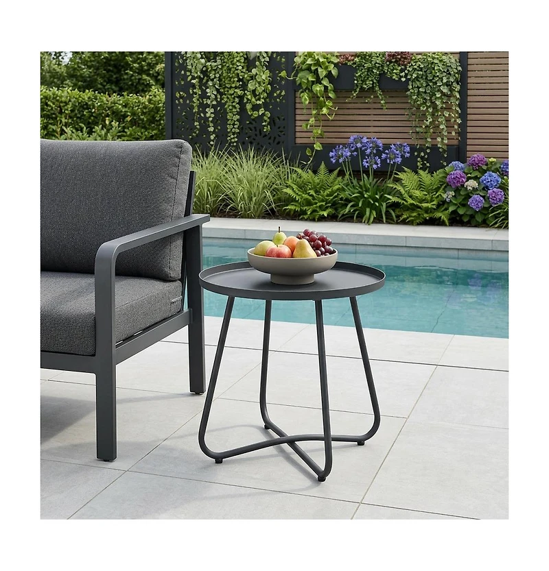 HomeRoots 18" Rounded Aluminum Outdoor Side Table