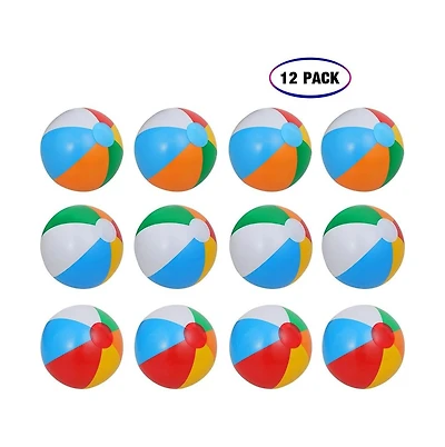 homfan Inflatable Rainbow Beach Balls, 10", Multicolor, 12-Piece Set, Ages 3+
