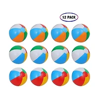 homfan Inflatable Rainbow Beach Balls, 10", Multicolor, 12-Piece Set, Ages 3+