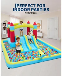 homfan 7 in 1 Inflatable Bounce House, Jump Castle with Double Water Slide and 350w Blower for Kids Ages 3 to 12