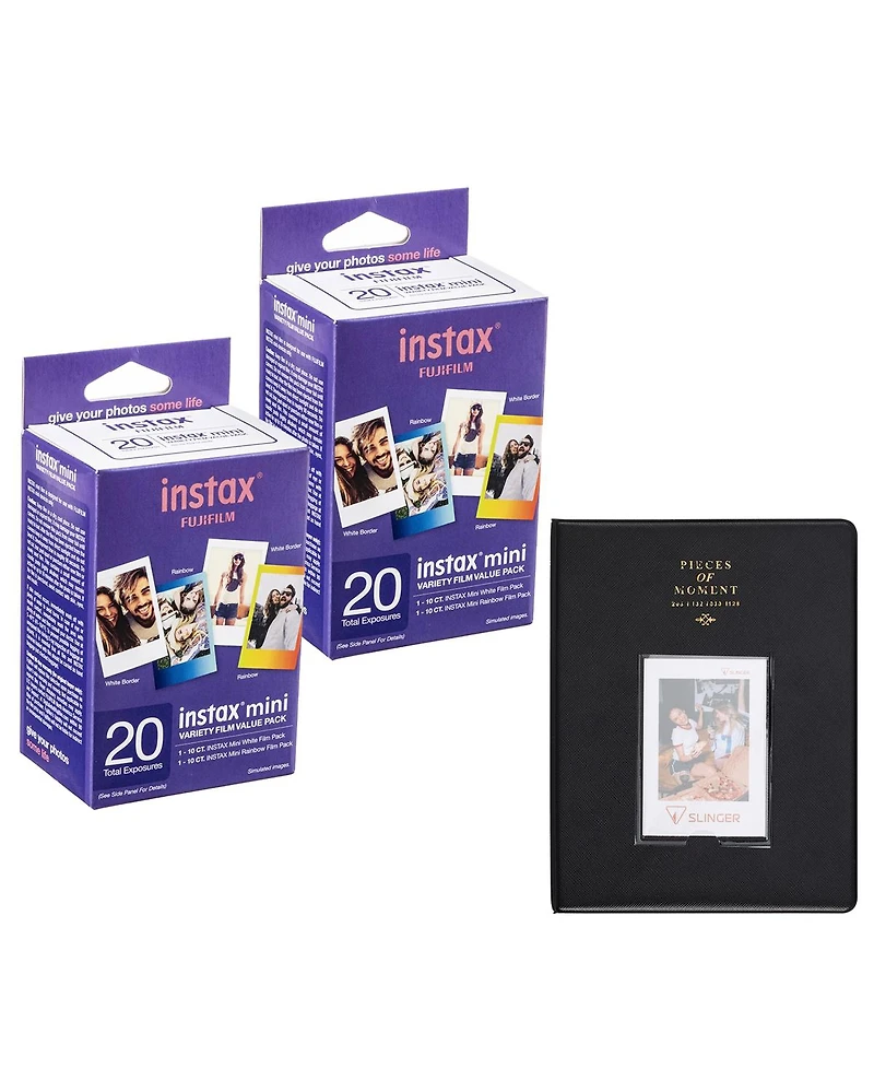 Fujifilm Instax Mini Instant Film Variety Value Pack, 20 Exposures, 2-Pack, Bundle with Photo Album