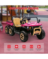 homfan 24V 2-Seater Ride-On Dump Truck 4WD with Remote Control, 110-Lb. Capacity, Ages 3–8