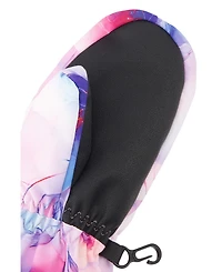 Deux par Deux Little and Big Girl(6-16) Play Winter Mittens Mauve Flower Print