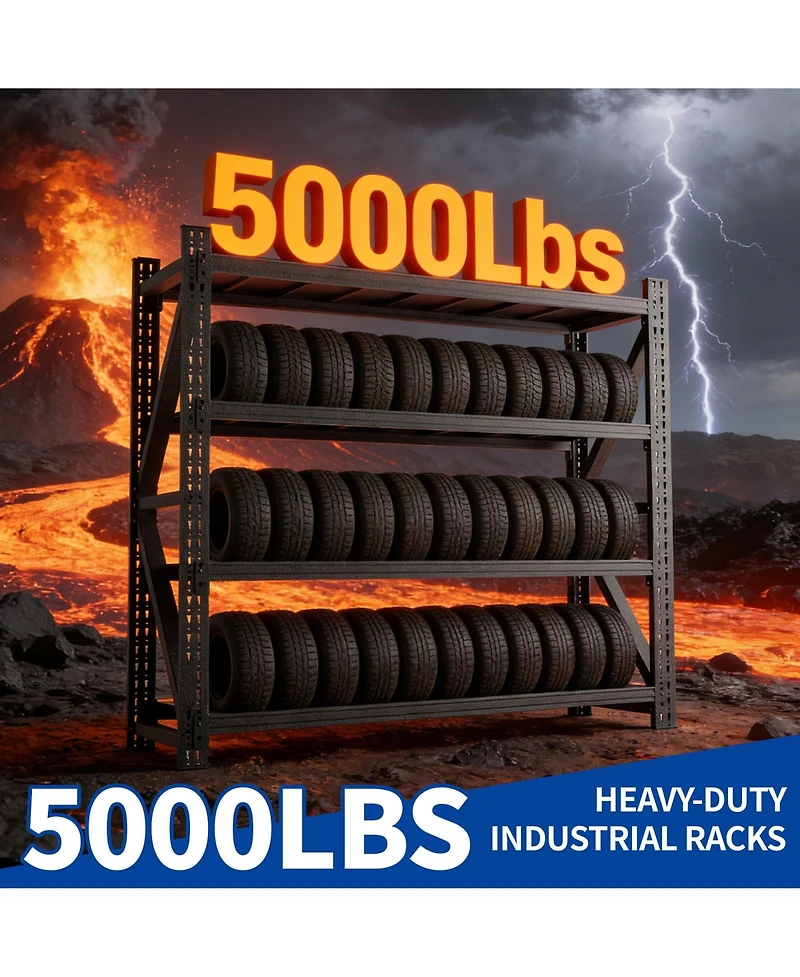 Boyel Living Steel Heavy Duty Storage Rack 5000lb Capacity Adjustable 4 Shelf