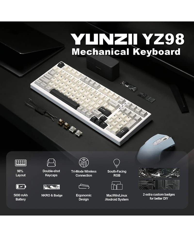 Lisen YZ98 Wireless Hot-Swappable Mechanical Keyboard for Windows and Mac