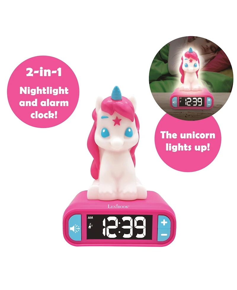 Lexibook , Unicorn Digital Alarm Clock for kids with Night Light, Snooze, Childrens Clock, Luminous Unicorn, RL800UNI