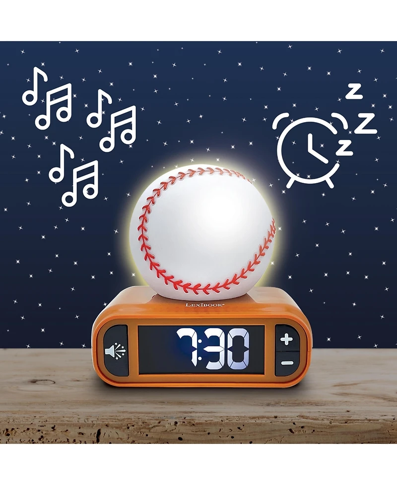 Lexibook , Baseball, Baseball Nightlight Alarm Clock, Sounds and Melodies, Lcd Backlit screen, Luminous, Snooze, RL800BL
