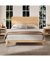 Streamdale Furniture Mid-Century Modern 12" Bamboo Queen Platform Bed with Wood Slat Support