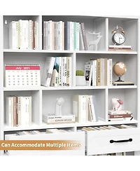Boyel Living Tall Bookcase Storage Cabinet with Drawers and Doors Metal Organizer