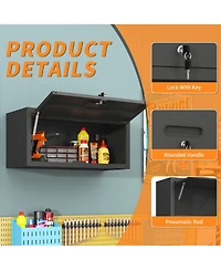 Boyel Living Wall Mounted Storage Cabinet Garage Steel Adjustable Shelf Locking Door