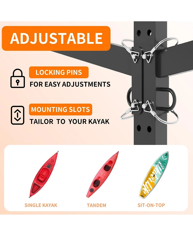 Boyel Living Steel Kayak Storage Rack Vertical 8 Capacity Adjustable Shelves Heavy Duty