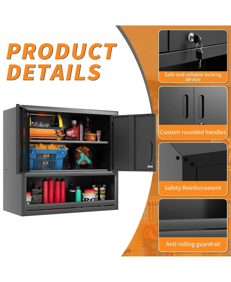 Boyel Living Steel Storage Cabinet with Locking Doors Adjustable Shelf