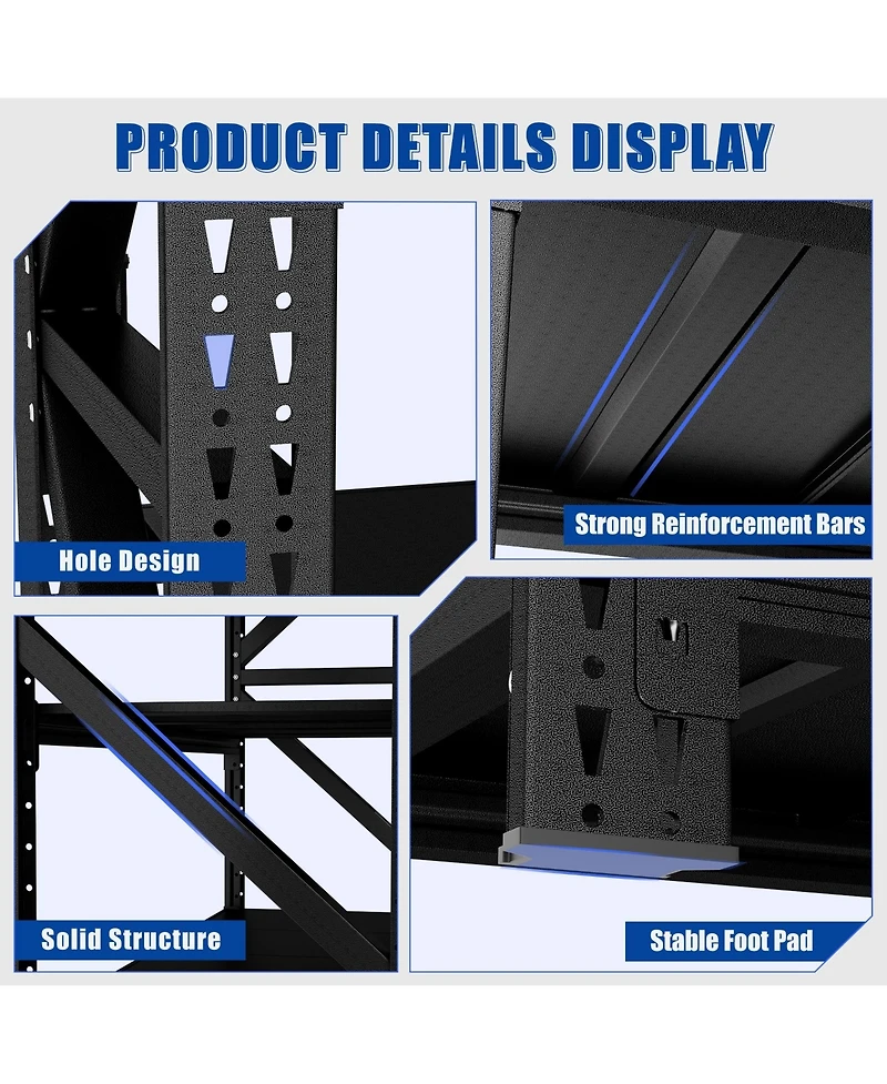 Boyel Living Heavy Duty Storage Rack 4000lb Capacity 4 Shelf Adjustable Steel