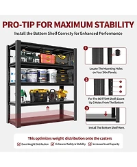 Boyel Living Heavy Duty Storage Rack 400lb Shelf Pegboard Tool Free Assembly Steel