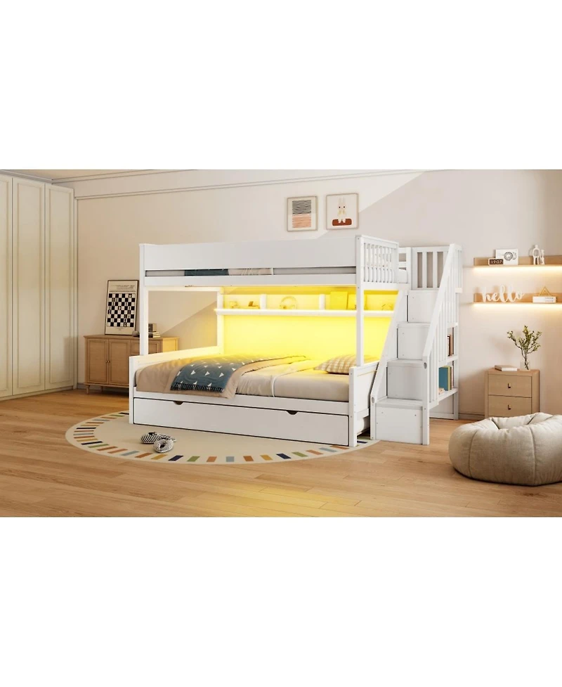 Streamdale Furniture Bunk Bed Storage, Stairs, Trundle, Led