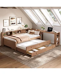 Streamdale Furniture Daybed with Trundle, Storage, Shelves and Desk