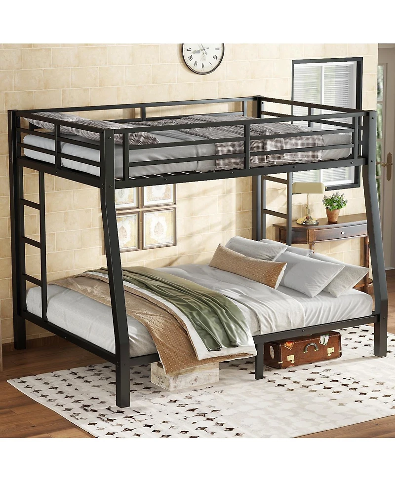 Streamdale Furniture Metal over Queen Bunk Bed for Teens/Adults, Space-Saving