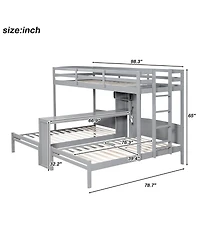 Streamdale Furniture Bunk Bed with Desk, Shelves and Lamp