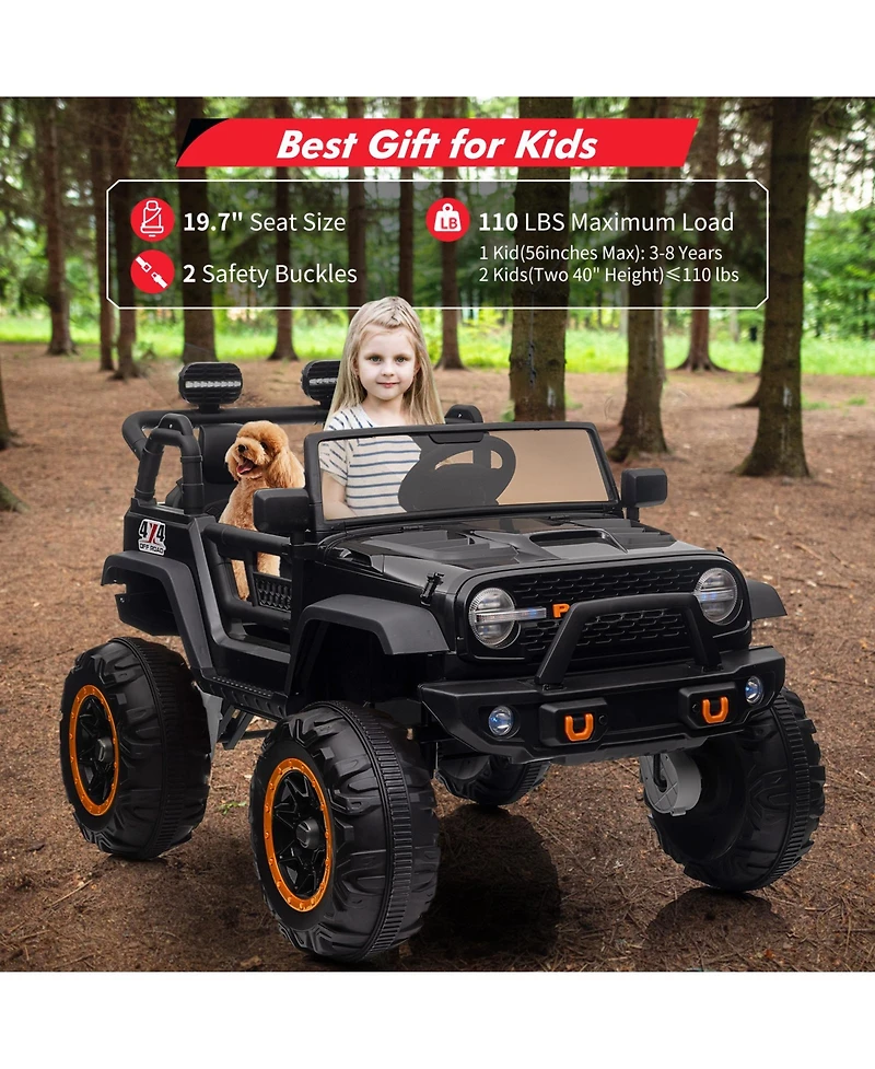 homfan 24v 2 Seater Electric Ride On Truck, 4 Wheel Battery Powered Car Toy with Remote Control for Boys and Girls Ages 3 to 8