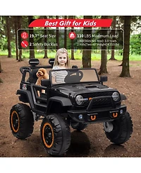 homfan 24v 2 Seater Electric Ride On Truck, 4 Wheel Battery Powered Car Toy with Remote Control for Boys and Girls Ages 3 to 8