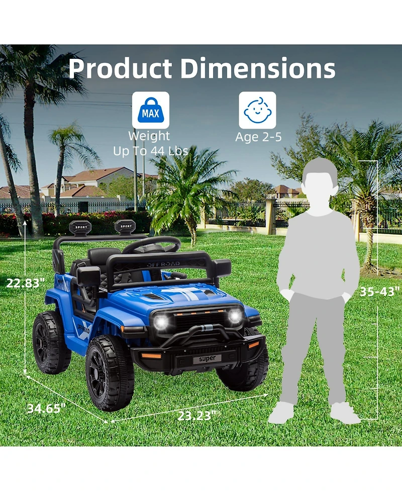homfan 12V Plastic and Metal Remote-Control Spring-Suspension Ride-On Truck, Ages 3-5