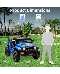 homfan 12V Plastic and Metal Remote-Control Spring-Suspension Ride-On Truck, Ages 3-5