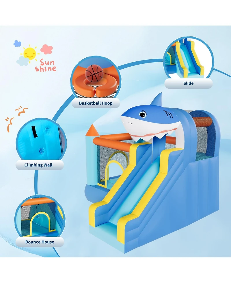 homfan Inflatable Bounce House 109"L x 102"W x 98"H, Oxford Cloth with Slide & Air Blower, Accommodates 3 Children, Ages 3+
