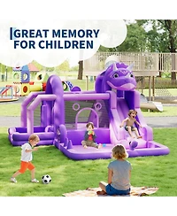 homfan Dinosaur Bounce House, 148"L x 150"W x 100"H, Oxford Cloth with Slide & Climbing Wall, 250 Lbs Capacity, Ages 3+