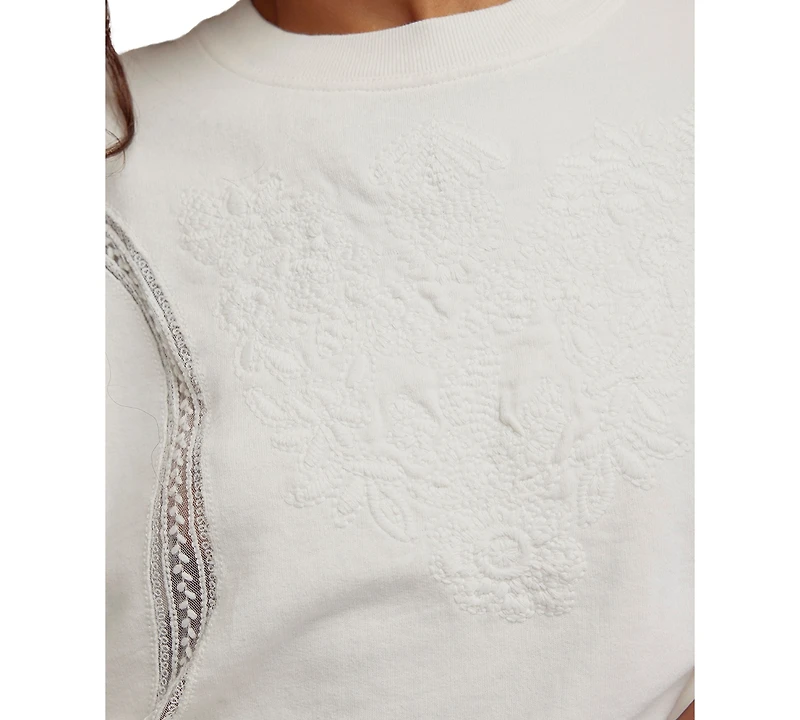 Free People Women's Love Lace Oversized Pull-On Sweatshirt