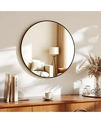 Koonmi Round Bathroom Mirror, Aluminum Alloy Frame
