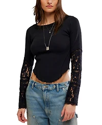 Free People Women's Seamless Smocked Boat Neck Long-Sleeve Top