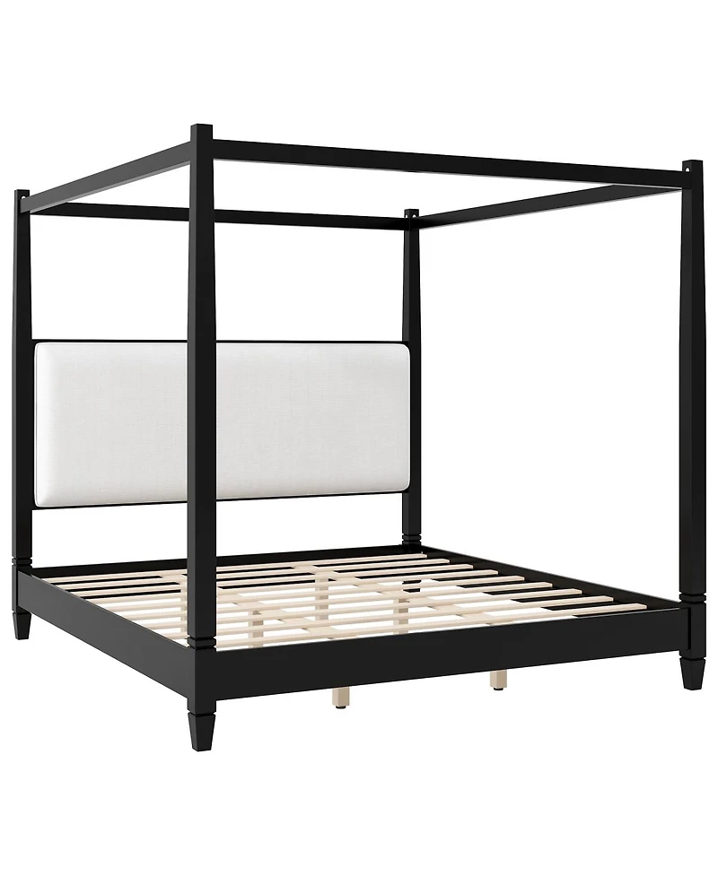 Streamdale Furniture Canopy Bed with Upholstered Headboard and Slats